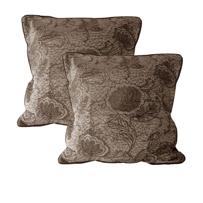 Accessorize Pair of Trudie Lace European Pillowcases 65 x 65 cm Chocolate