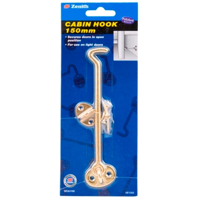 Zenith Cabin Hook 150mm Polished Brass