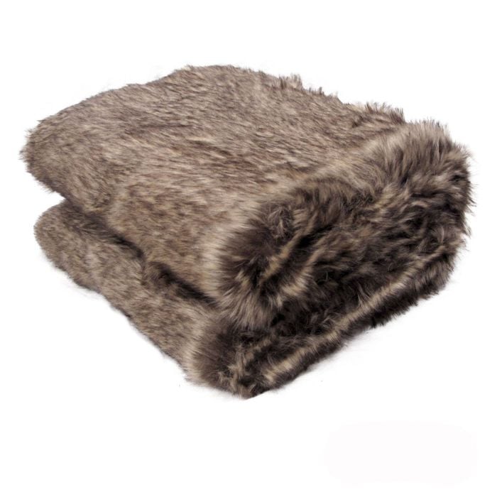Sia Luxury Range Faux Fur Throw Rug 127 x 152 cm Sand Fox