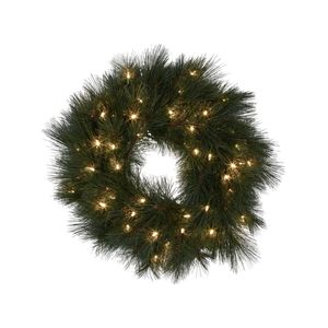 Christabelle 61cm Christmas Wreath Long Needle with LED Lights Front Door Decoration Ornament
