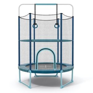 Costway 215cm Kids Trampoline Mini Bouncer W/gymnastic Bar Blue