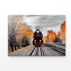 Scenic Autumn Steam Train  Print 100% Australian Made 50 x 40cm  (Acrylic)