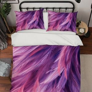 3D Purple Feather 357 Bed Pillowcases Quilt Queen Size