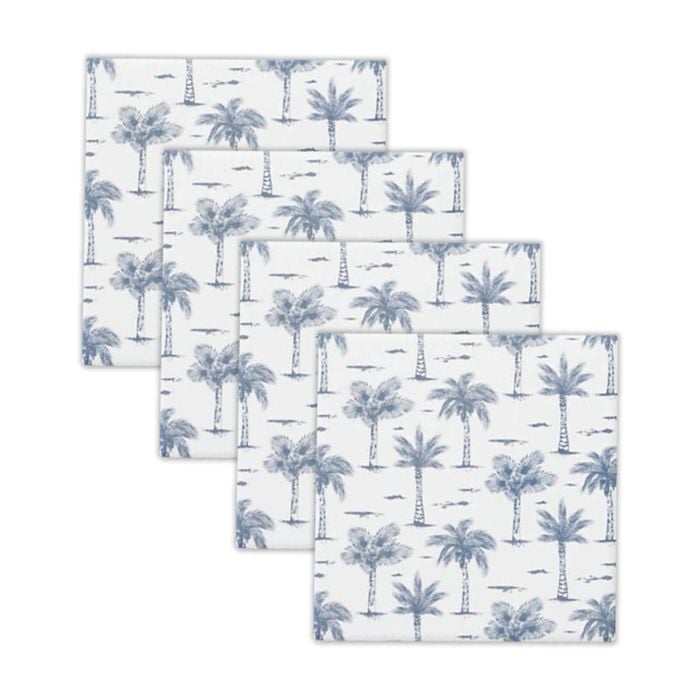 4pc Rayell Ceramic Printed Coasters Paradise's Palms Ocean Blue