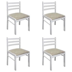 vidaXL 4x Solid Rubber Wood Dining Chairs White Velvet Kitchen Dinner Chair