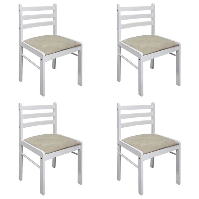 vidaXL 4x Solid Rubber Wood Dining Chairs White Velvet Kitchen Dinner Chair