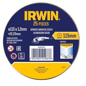 Irwin 115 x 1.2 x 22.2mm Metal Cut Off Disc - 25 Pack