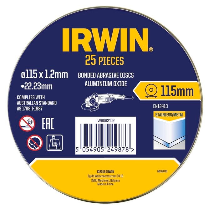 Irwin 115 x 1.2 x 22.2mm Metal Cut Off Disc - 25 Pack