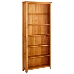 vidaXL Solid Oak Wood 6-Tier Bookcase 80x22.5x180cm Bookshelf Display Stand