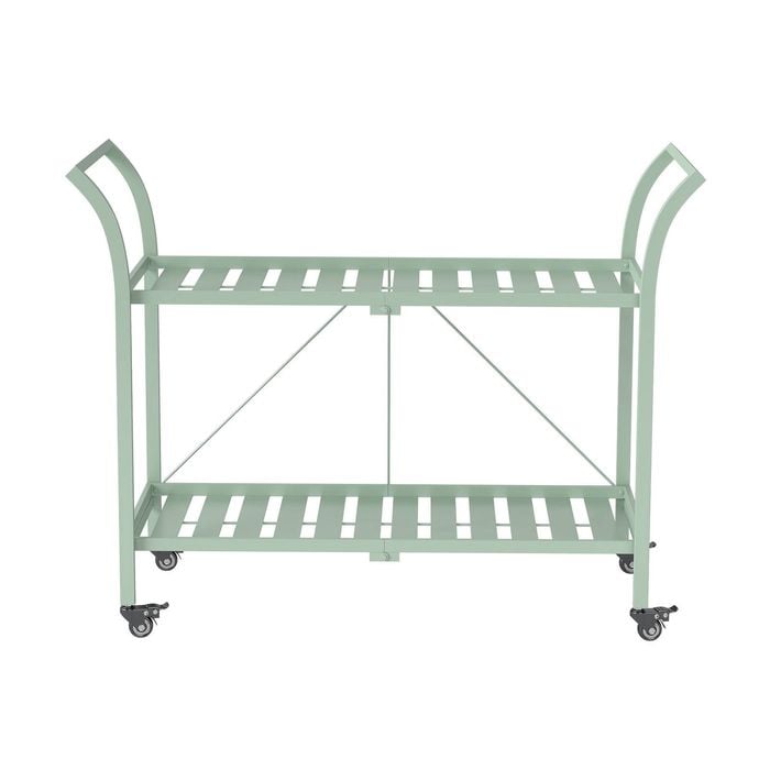 Hamptons 2 Tier Metal Bar Cart Green