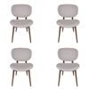 Sk Designer Living | Pack Of 4 | Nobu Dining Chair | Walnut Legs - Light Grey Fabric