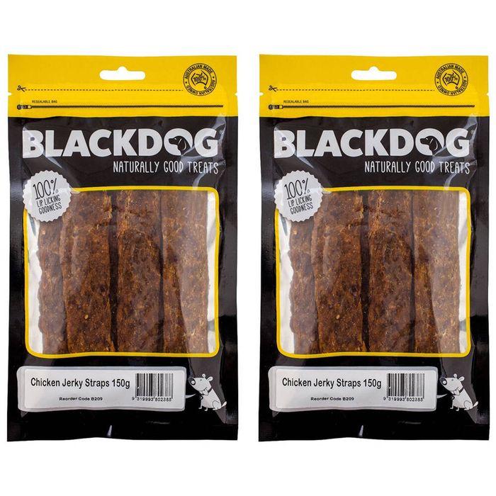 2x Blackdog 120g Naturally Good Pet/dog Chicken Jerky Straps Healthy Treats/food