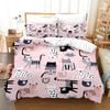3D Pink Cartoon Cat Kitty Quilt Cover Set Bedding Set Duvet Cover Pillowcases SF42
