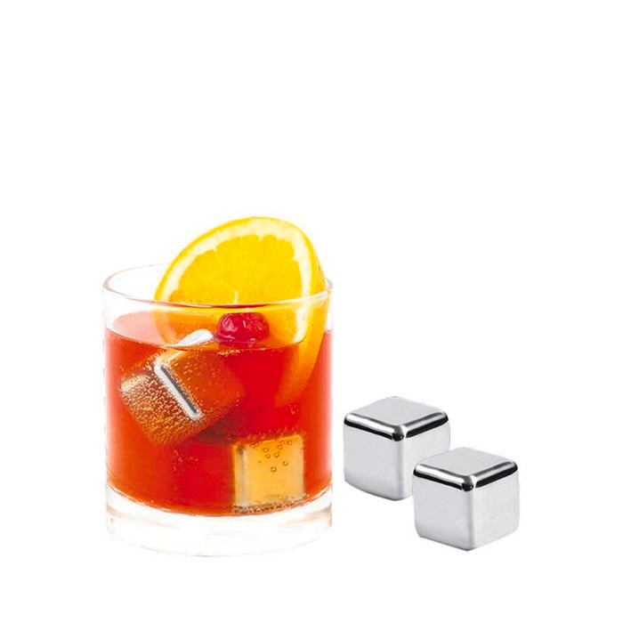 Avanti Stainless Steel Ice Cubes With Velvet Pouch Set of 4
