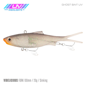 Samaki Vibelicious Fork Tail Vibe 100mm Soft Plastic Fishing Lure Ghost Bait UV
