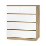 Oikiture 5 Chest of Drawers Dresser Table Wooden White