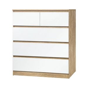 Oikiture 5 Chest of Drawers Dresser Table Wooden White