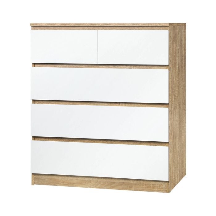 Oikiture 5 Chest of Drawers Dresser Table Wooden White