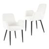 2 Sets Dining Chairs Teddy Fabric White