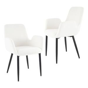 2 Sets Dining Chairs Teddy Fabric White