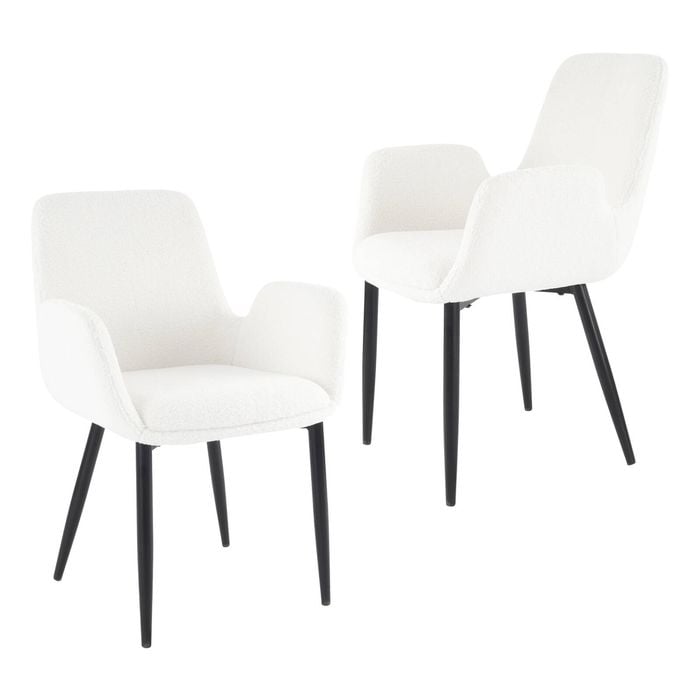 2 Sets Dining Chairs Teddy Fabric White