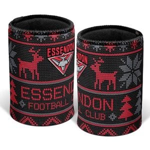 AFL Christmas Stubby Cooler - Essendon Bombers - Rubber Base - XMAS