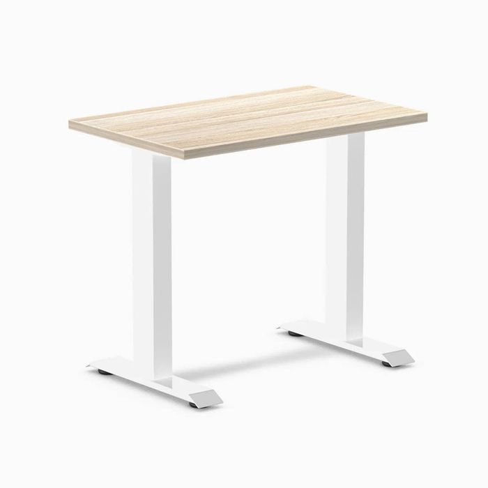 Desky Fixed Height Mini Classic Oak Desk 800x500mm White Leg