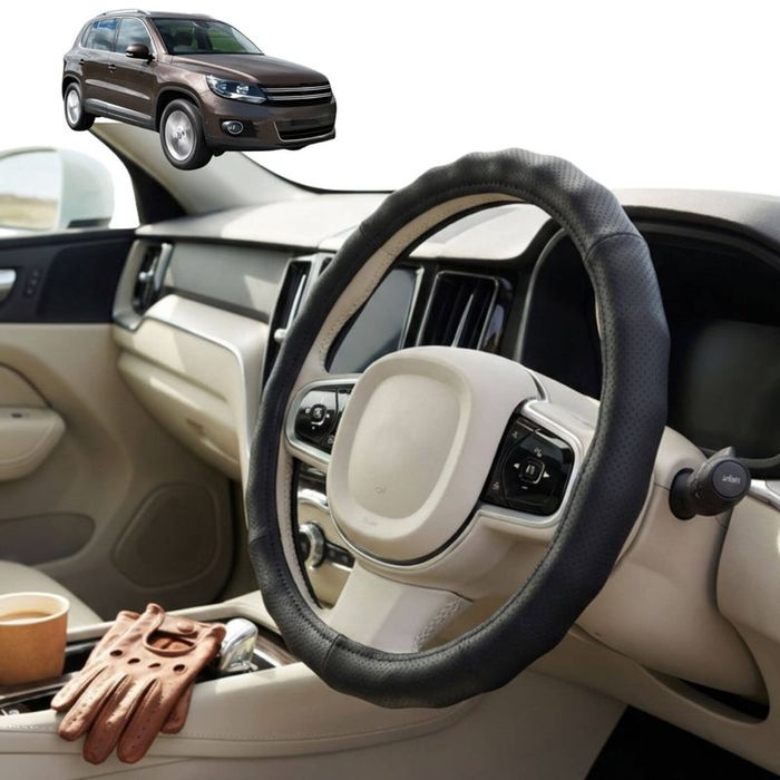 Australian Goose Steering Wheel Cover for VolksWagen Tiguan 2008 - 2016 Circle Black