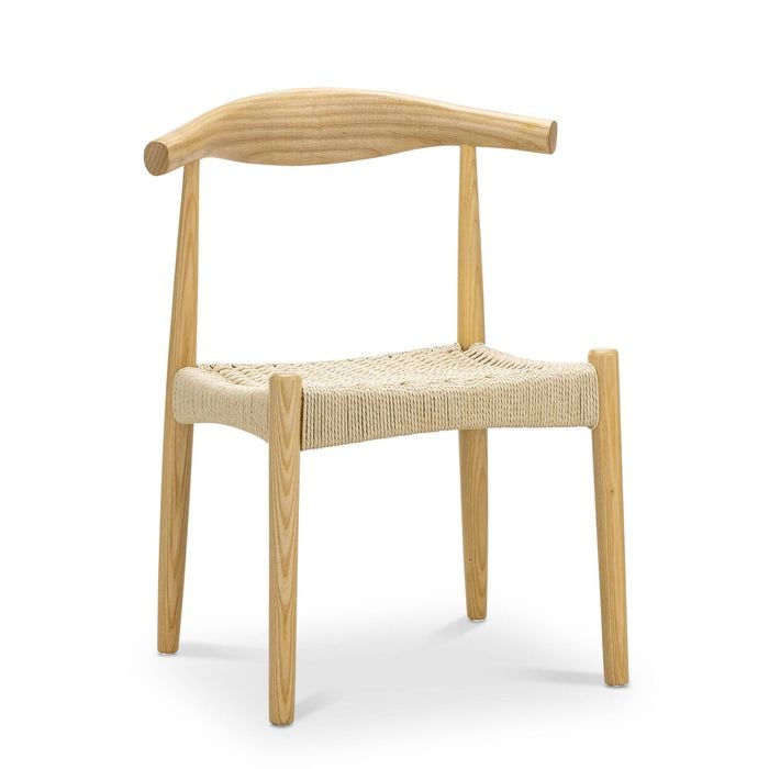 Elba Set of 2 Natural Solid Ashwood Woven Cord Dining Chair