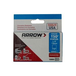 Arrow 12mm 1/2" Stainless Steel Staples - 1000 Pack