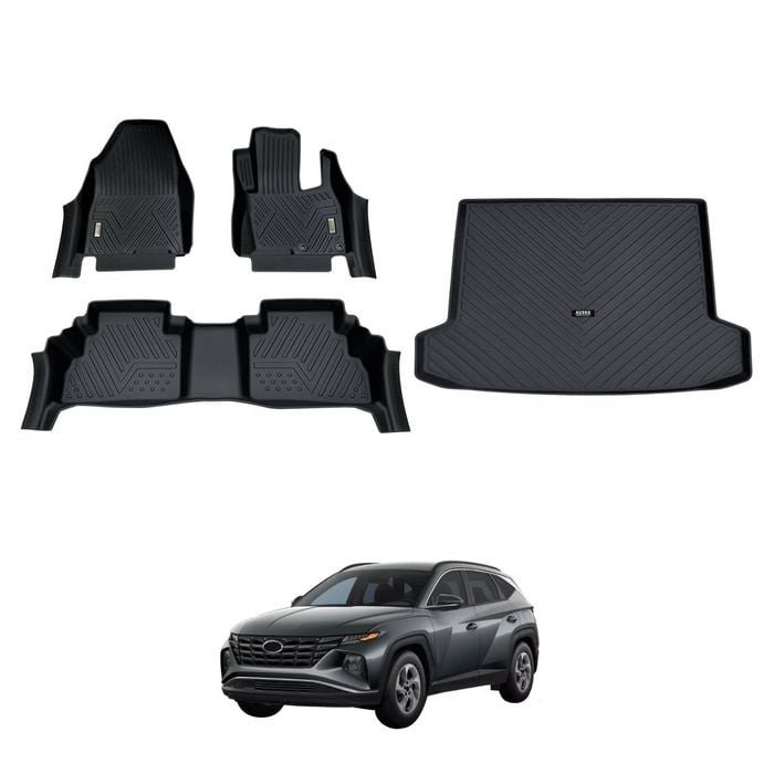 AUSGO Floor Mats & Boot Liner Set for Hyundai Tucson Petrol / Diesel 2021-Onwards Car Floor Liners Cargo Mat