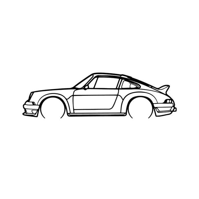Ignite Laser Porsche 911 (964) S Singer Silhouette Metal Wall Art Coated Black 23.6inch/60cm