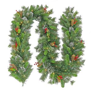 Christabelle 2.7m Christmas Garland with LED Lights Snow Berries Pine Cones Tree Decoration Ornament