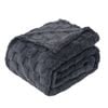 LINENOVA Soft Coral Fleece Checked Blanket Twin Size - Charcoal