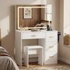 Advwin Makeup Vanity Desk with Large LED Mirror Charging Station White, White