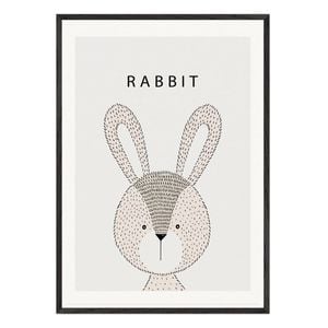 Galrie Charming Minimalist Rabbit Art Print for Modern Decor, Black Frame, 70 x 100cm (28 x 40inch)