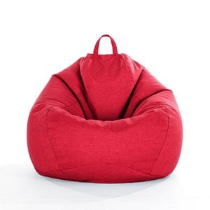 Catzon Bean Bag Chair Cover (No Filler) Linen Washable-Red(L)