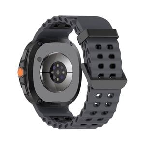 Rugged Breathable Sport Band Soft Silicone Waterproof For Samsung Galaxy Watch Ultra 47mm - Black