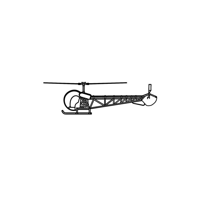 Ignite Laser Bell 47 - Classic Single-Engine Helicopter Silhouette Metal Wall Art Rustic Metal 15.7 inch - 40 cm