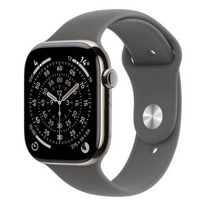 Apple Watch Series 11 GPS + Cellular 46mm Natural Titanium Case w/ Stone Grey Sports Band (S/M)