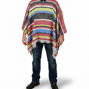 Mexican Poncho & Sombrero Set Costume Wild West Cowboy Party Blanket Indian