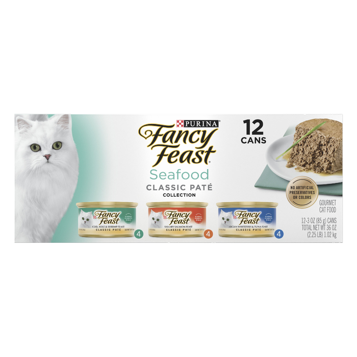 Fancy Feast Seafood Classic Paté Variety Cat Wet Food - 12 Pack