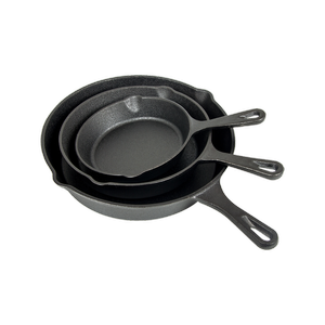 Pre Seasoned Cast Iron Skillet Fry Pan Set 3 Pcs