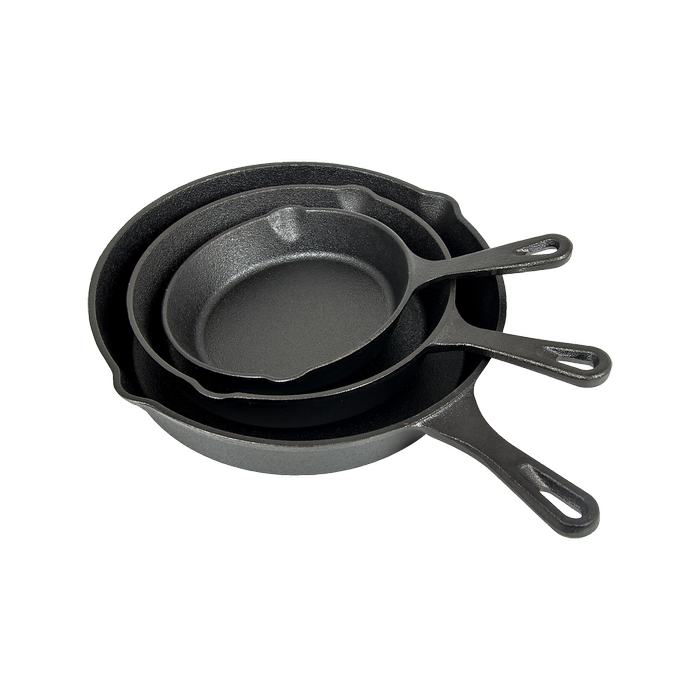 Pre Seasoned Cast Iron Skillet Fry Pan Set 3 Pcs