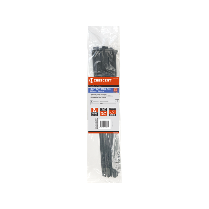 Crescent 610 x 9mm Heavy Duty Cable Ties - 25 Pack