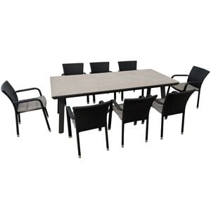 FurnitureOkay Richmond-Capri 9-Piece Sintered Stone Outdoor Dining Setting
