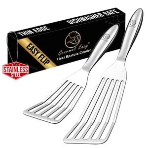 Gourmet Easy Fish Spatula Set 2PCS Stainless Steel Turners, Large & Small