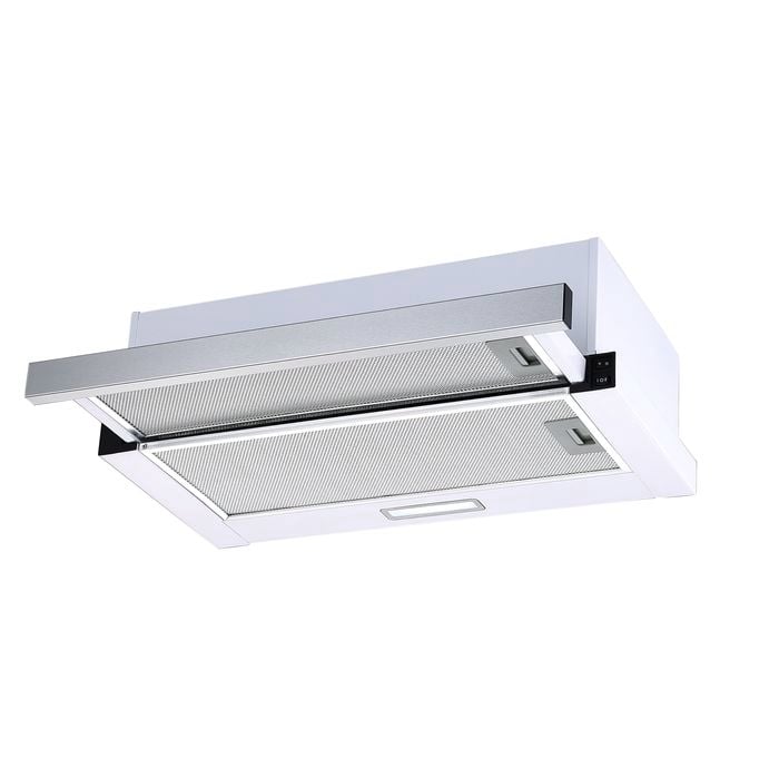 Bellini 60cm Slide Out Rangehood White Finish with S/S Fascia