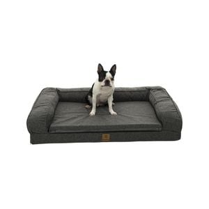Charlie's Faux Linen Orthopedic Foam Dog Bolster Sofa Bed Grey - Medium