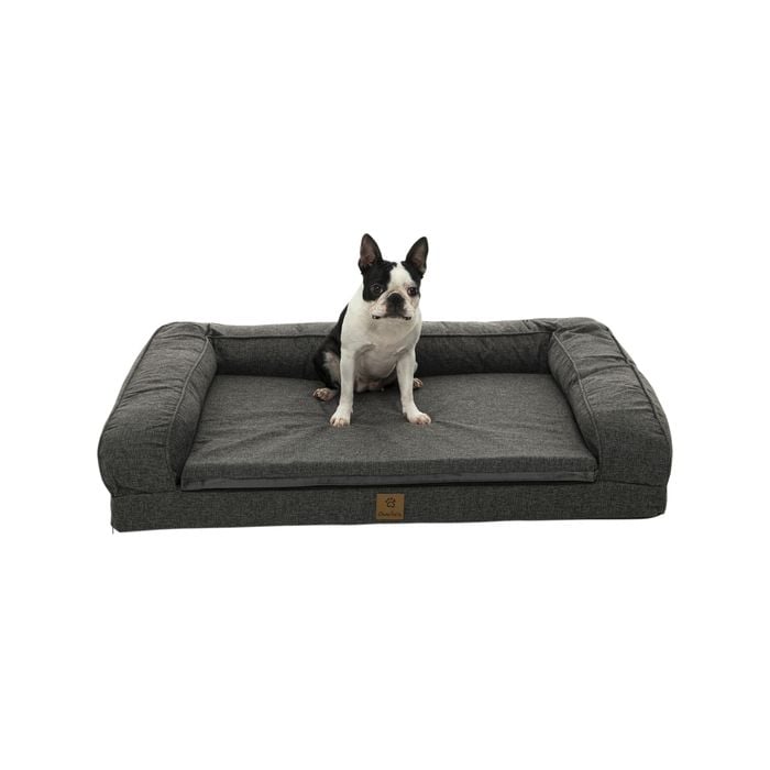 Charlie's Faux Linen Orthopedic Foam Dog Bolster Sofa Bed Grey - Medium